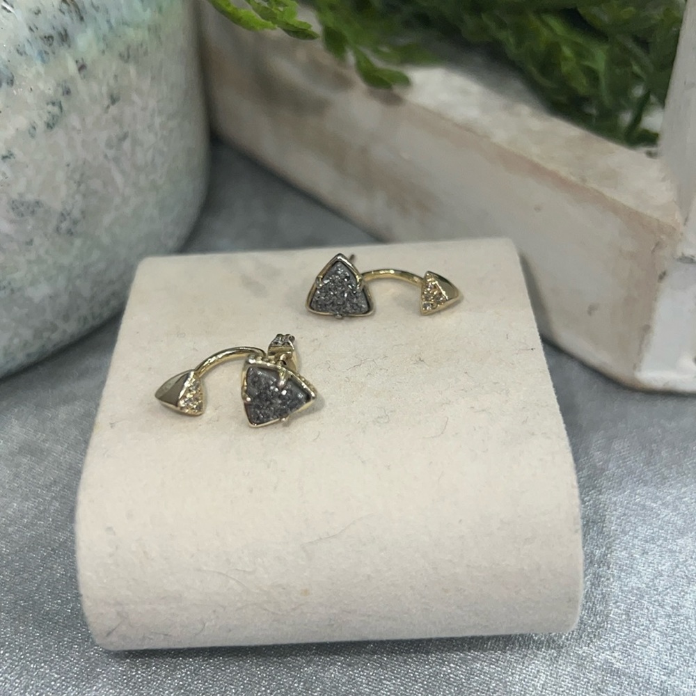 Kendra Scott Silver Druzy set in Gold Tone Metal Jacket Earrings